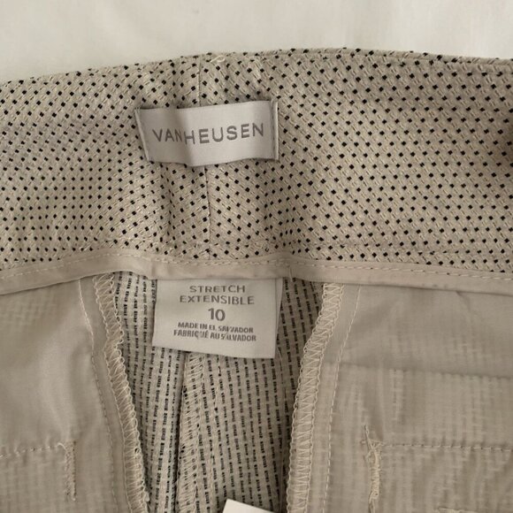 Van Heusen Women Super Stretch Beige Dotted Straight Leg Pants Size 10 NWT - Picture 5 of 10